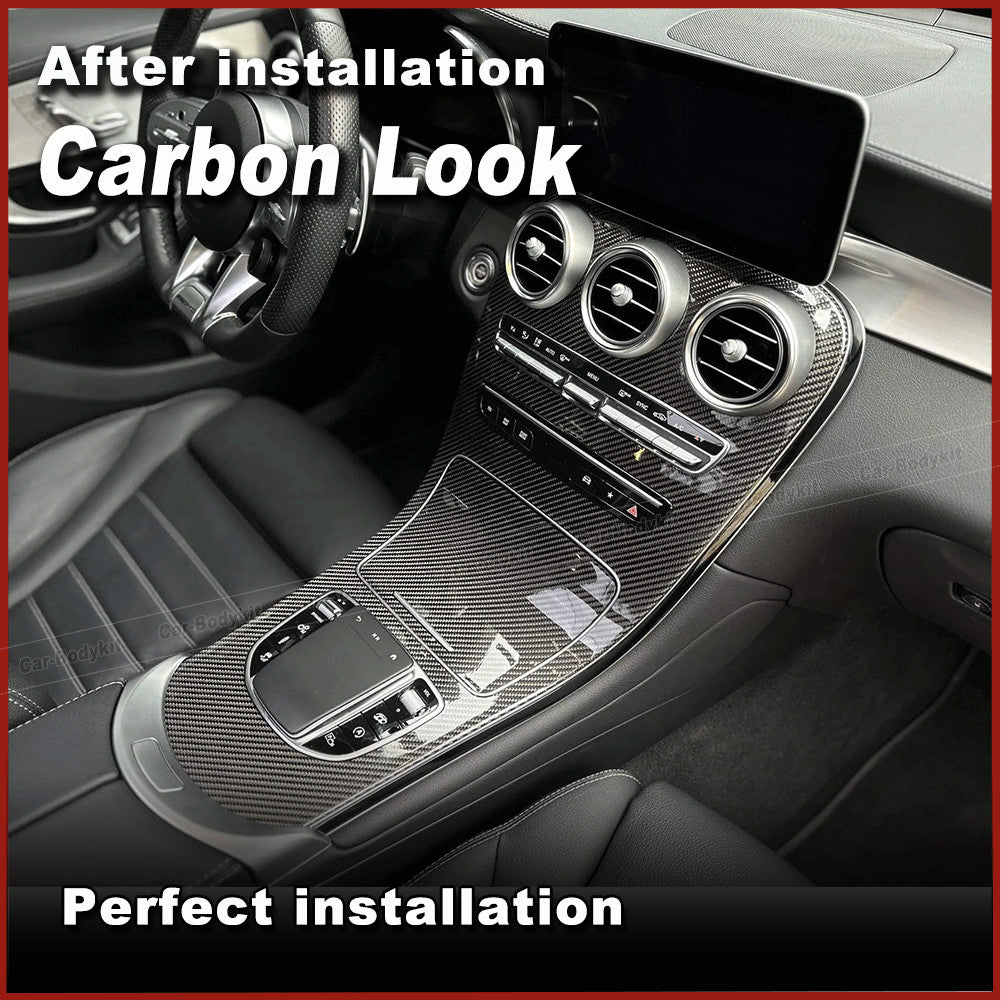 Carbon Center Console Gear Panel Decor Cover Trim for Benz C Class W205 GLC X253