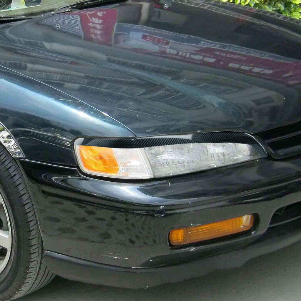 Real Carbon Fiber Front Headlight Eyelid Eyebrow Trim for Honda Accord 1994-1997