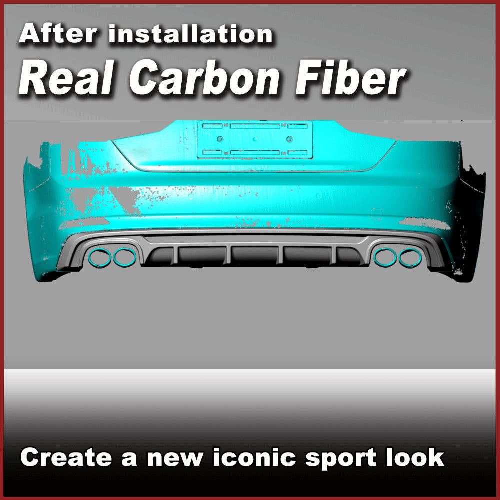 for Audi A5 S Line B9 S5 2017-2019 REAL CARBON Rear Bumper Diffuser Lip Spoiler