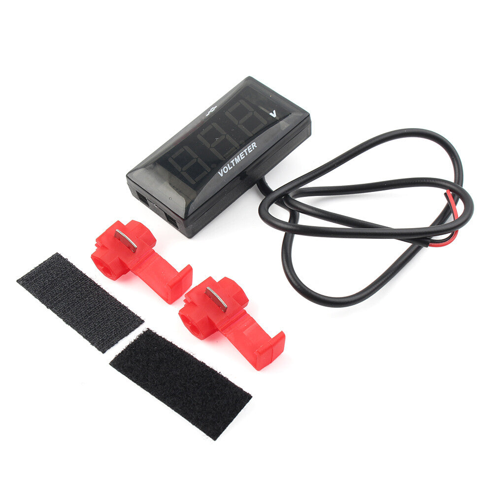 Green 12V Motorcycle Digital LED Display Voltmeter Voltage Gauge Panel Meter Q