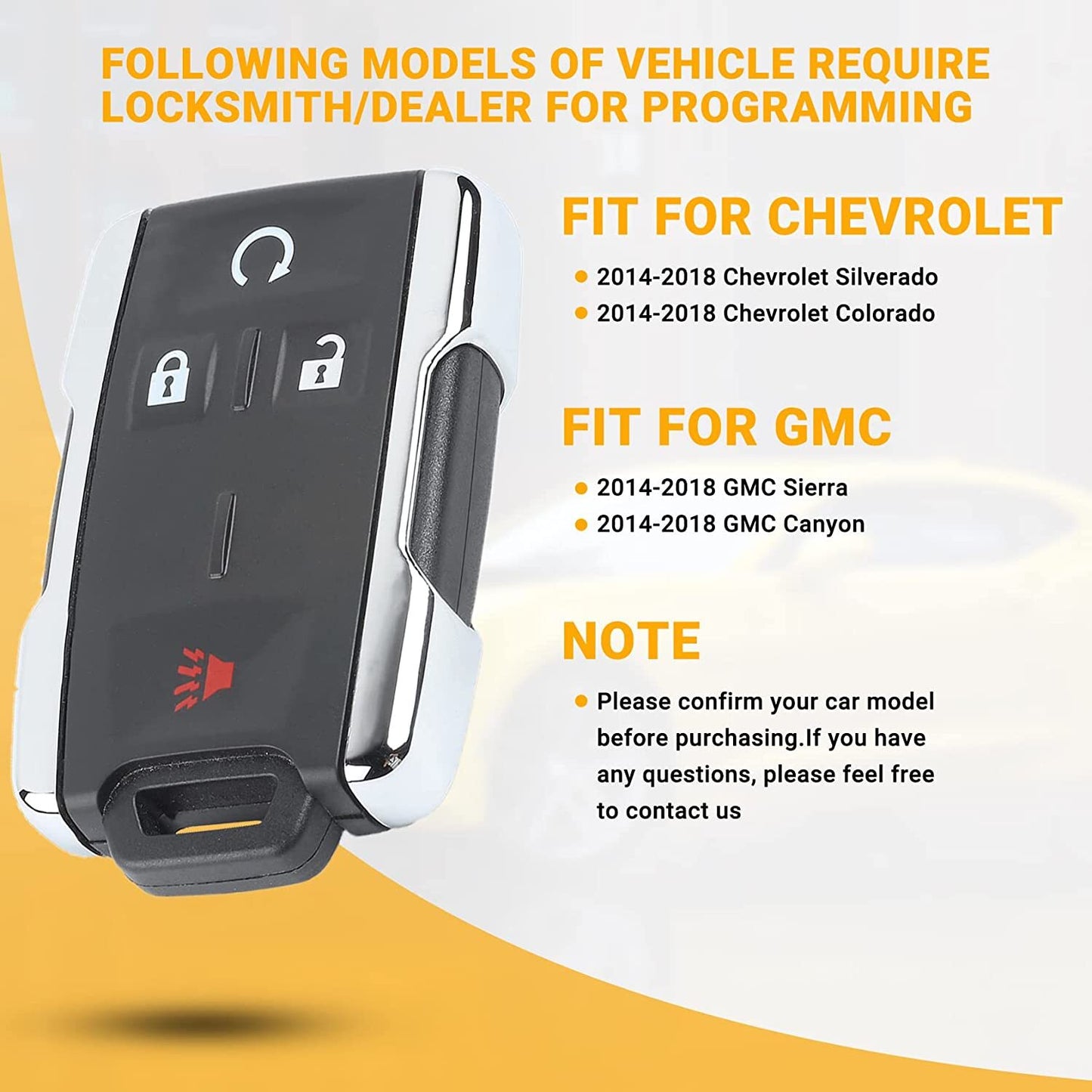 2X For 2014 2015 2016 2017 Silverado 1500 2500 3500 HD Car Remote Keyless Keyfob Q