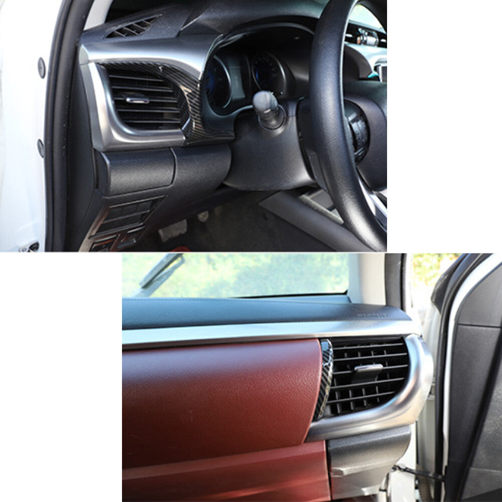 For T@yota Hilux Revo 2015-2021 Side Air Vent Outlet Cover Trim ABS Carbon Fiber