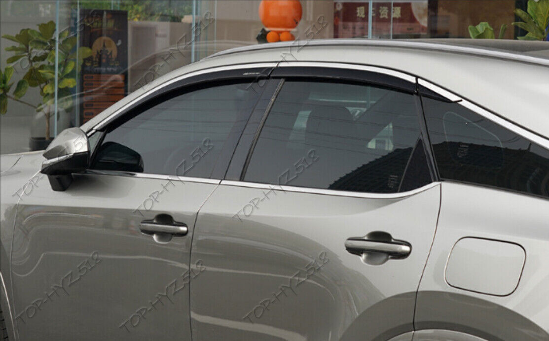 W/Chrome Cover Window Visor Vent Shades Sun Rain Guards for Lexus RX 2023-2024