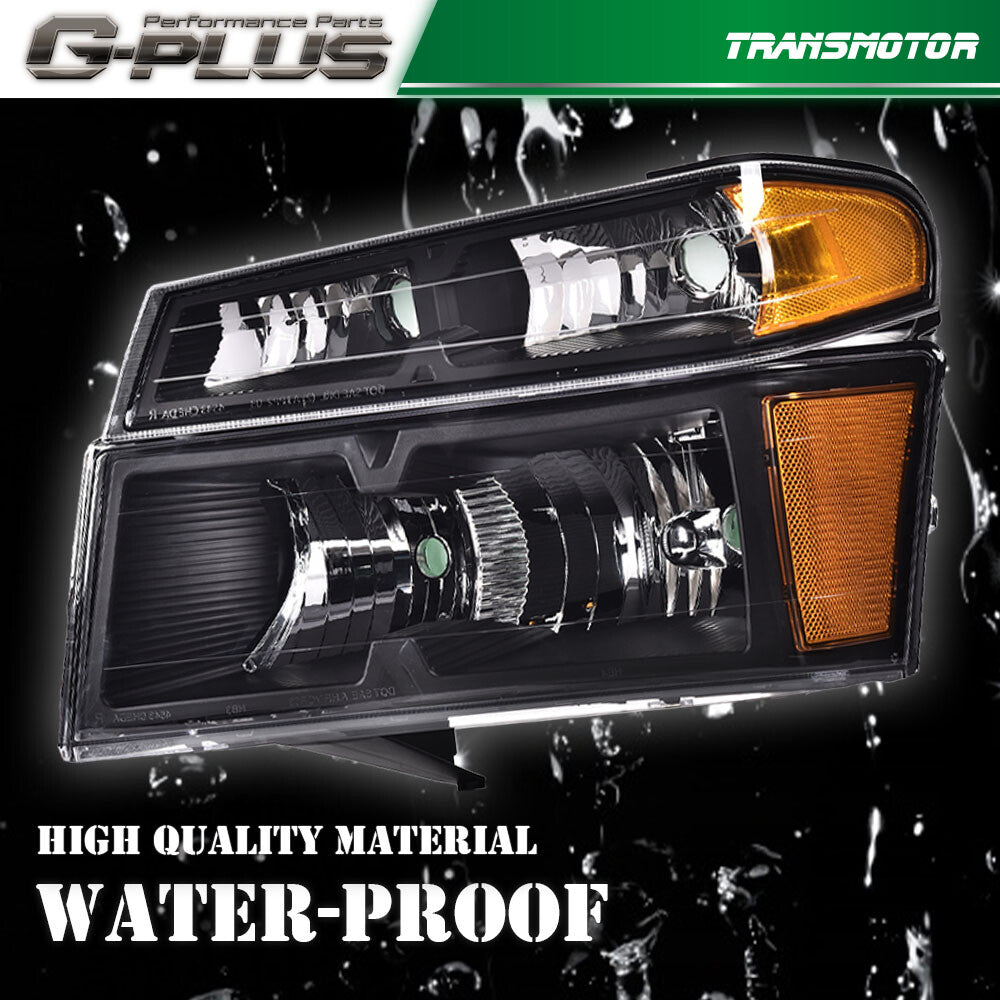Fits 2004 - 2012 for GMC for Canyon for Colorado Pair of Headlights Front Bumper Lights - v