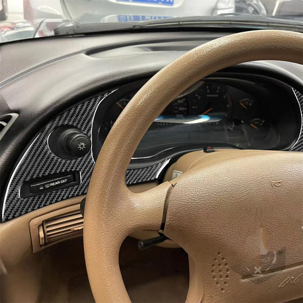 Carbon Fiber Interior Dashboard Panel Decor Cover Fit for Ford for Mustang 1996-2003