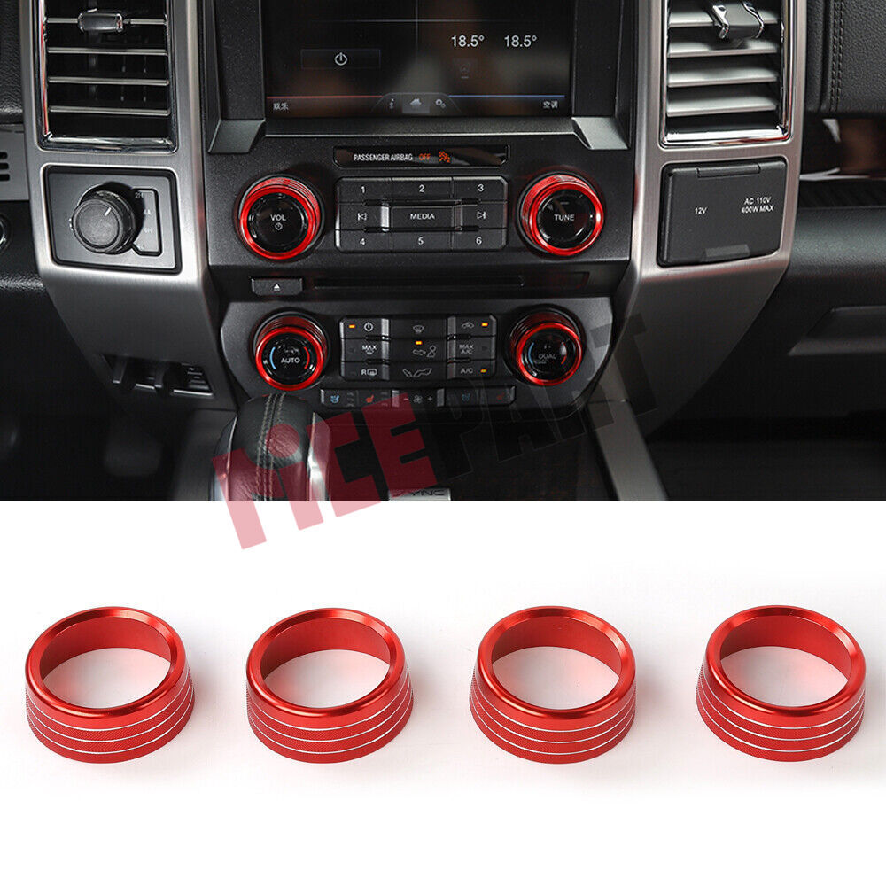 6a Air Condition Audio Switch Knob Trim Cover Red for Ford F15015-20 Accessories