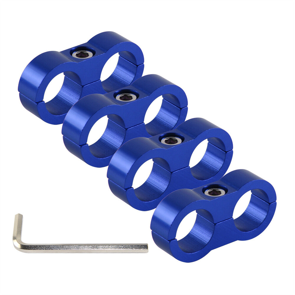4pcs AN10 19MM 0.75 Braided Hose Separator Clamp Fitting Adapter Bracket Blue