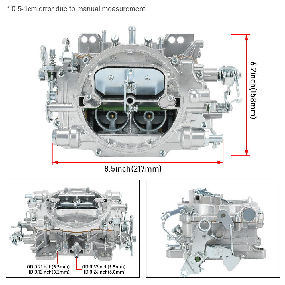 For 1405 Performer 600 CFM 4 Barrel Carburetor, Manual Choke Square Bore