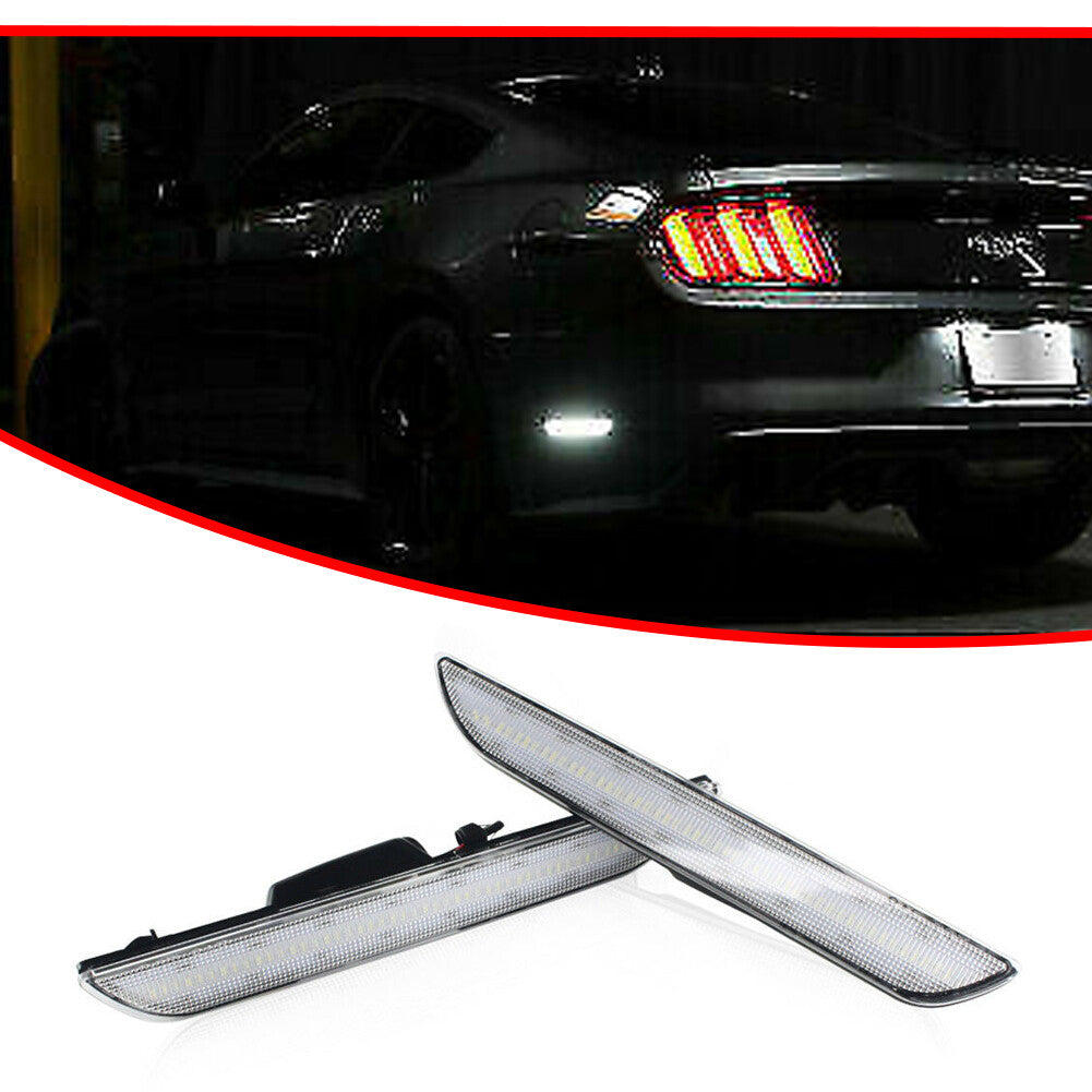 Clear Lens White LED Rear Side Marker Light Reflector for 2015+ for Mustang - v