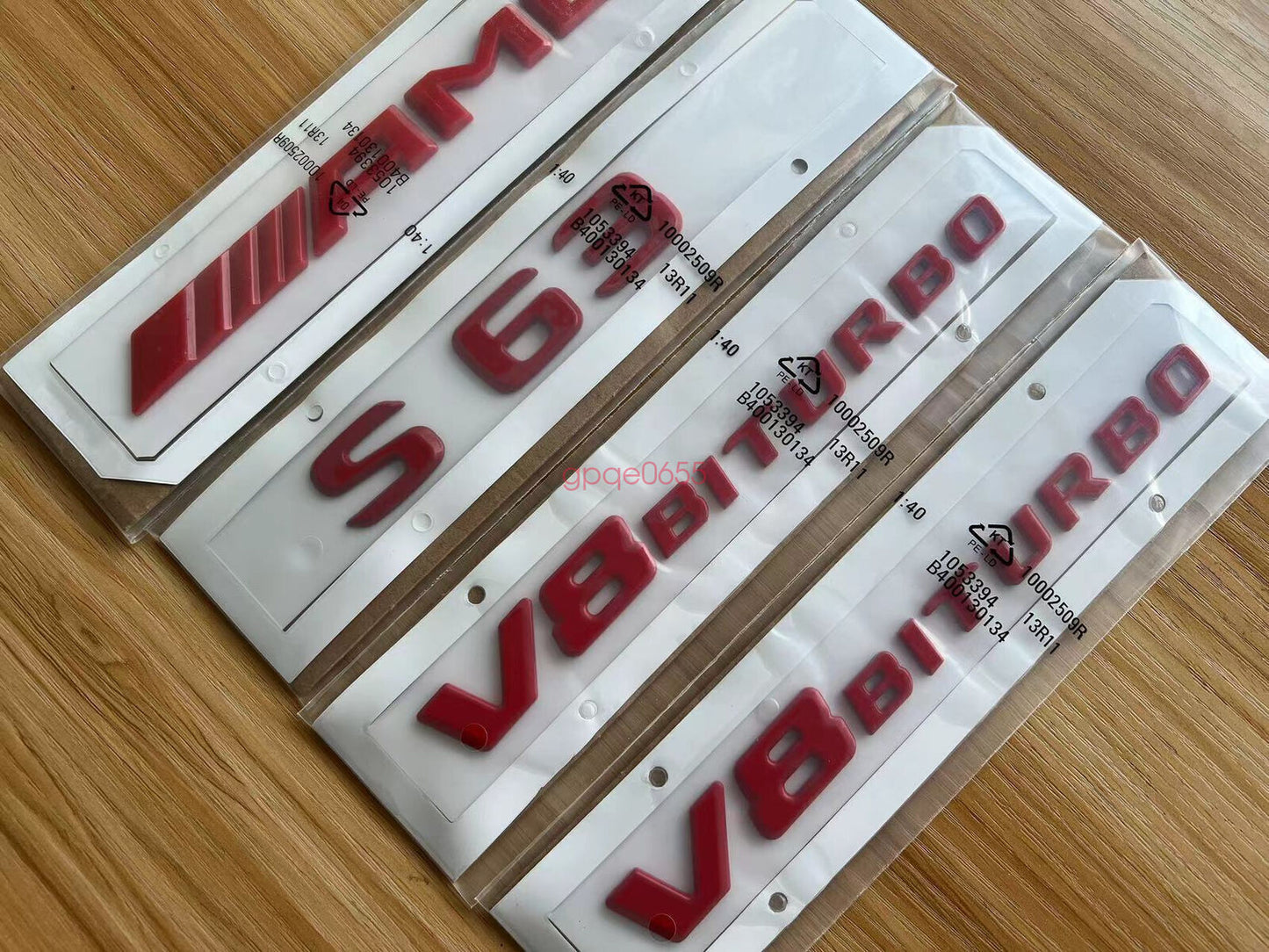 1SET RED S63 AMG V8 BITURBO Letters Trunk Embl Badge Sticker for AMG