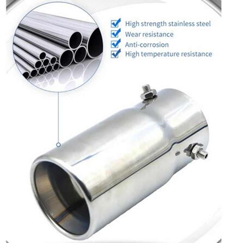 1Pcs Car 70mm Exhaust Tail Muffler Tip Straight Pipe Single Outlet Matte Chrome