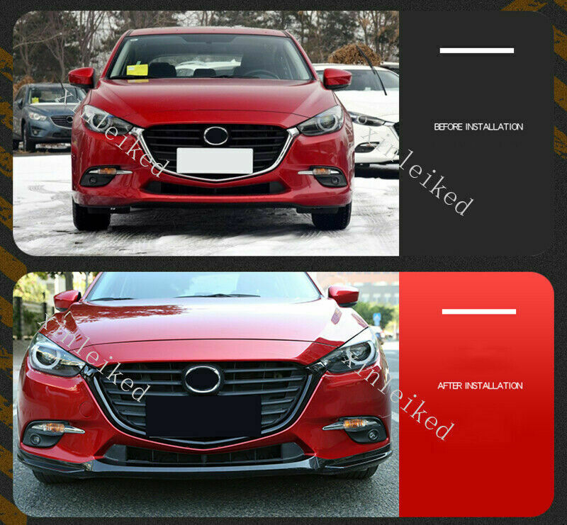Carbon Fiber New Front Bumper Grille Strips Trim Cover for Mazda 3 Axela 2017-18