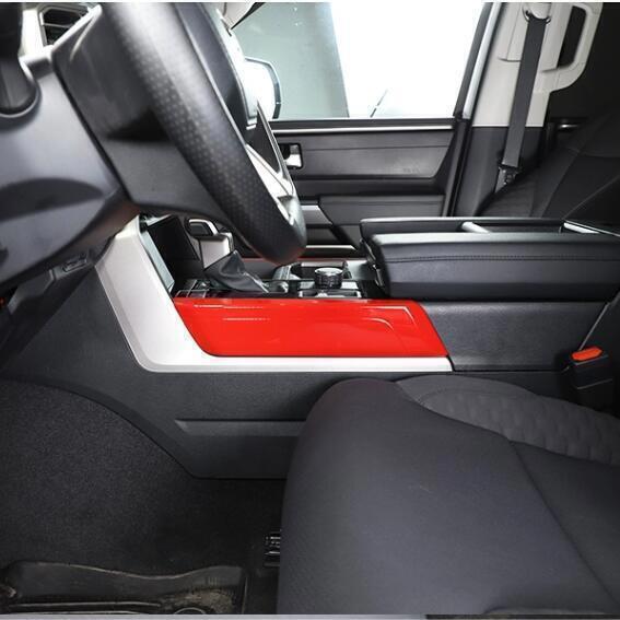 2P Red Inner Side Central Gear Shift Strip Cover Trim for Toyota Tundra 22-24