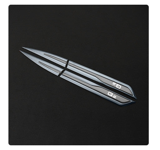 Metal stickers, badges, and decals for Audi Q2 car side fenders - Black 2-piece set
