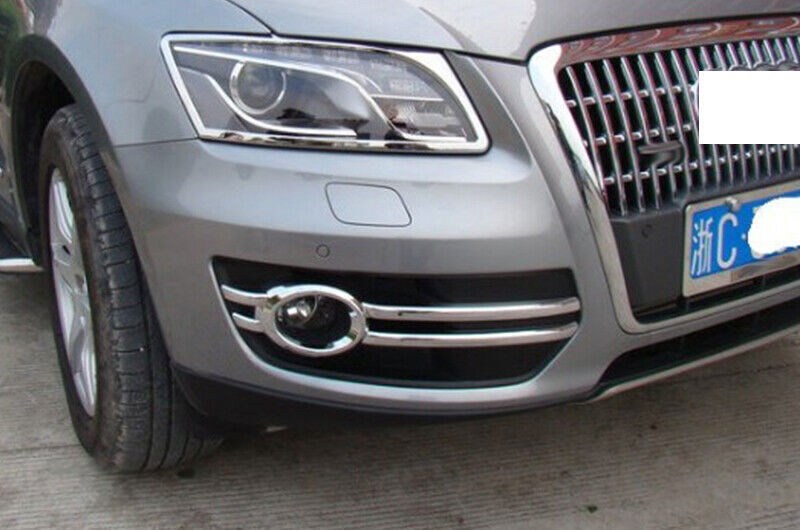 Fit for Audi Q5 2009-2012 ABS Chrome Front Bumper Fog Light Lamp Strip Trim 2PCS