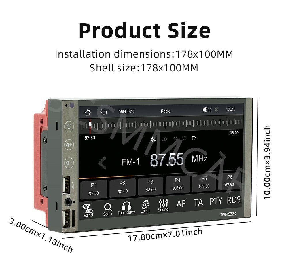 7 2DIN CarPlay Android Auto Car MP5 Player Bluetooth Touch Screen Stereo Radio