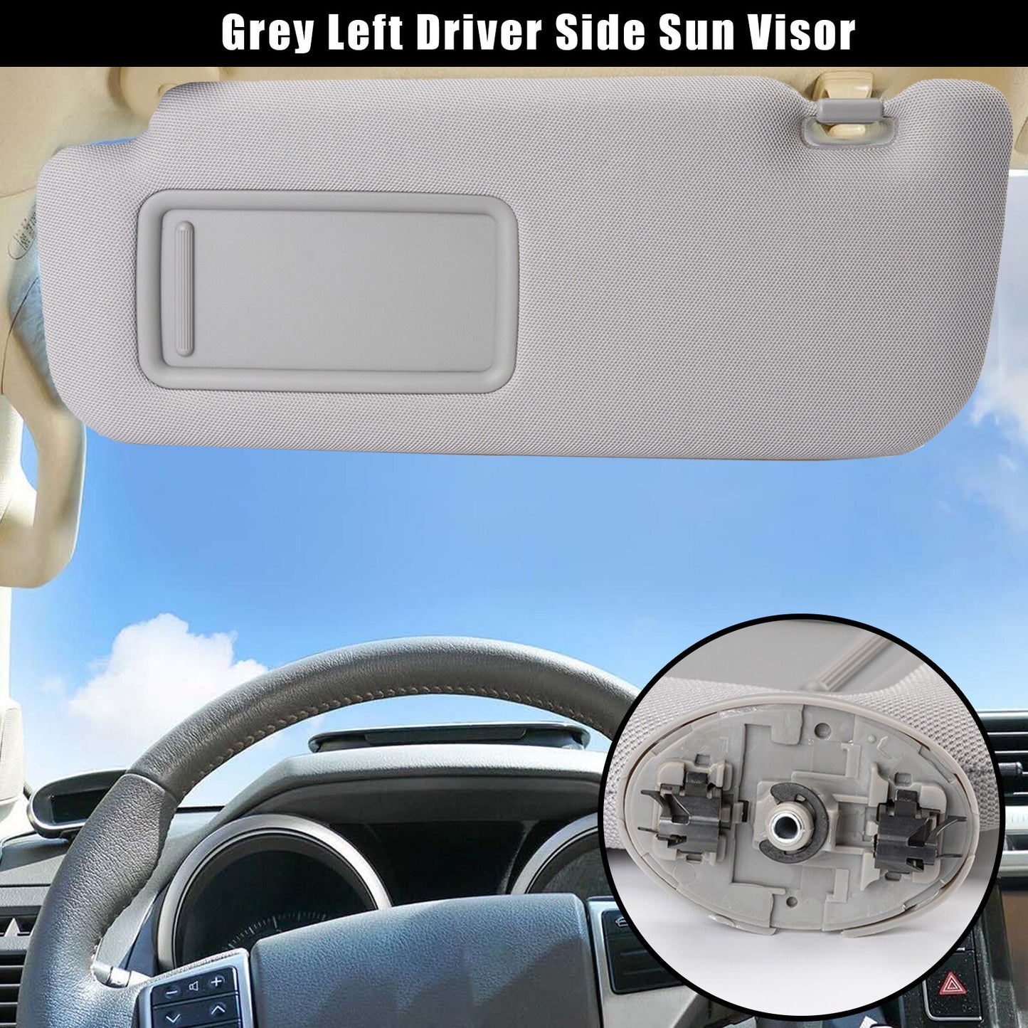 Left Driver Side Grey Sun Visor For 2009-2013 for Corolla 1.8L 74320-02711-E0 v