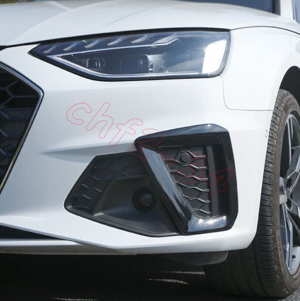 for Audi A4 S4 2020-24 ABS Glossy Black Front Fog Light Lamp Frame Cover Trim 2P