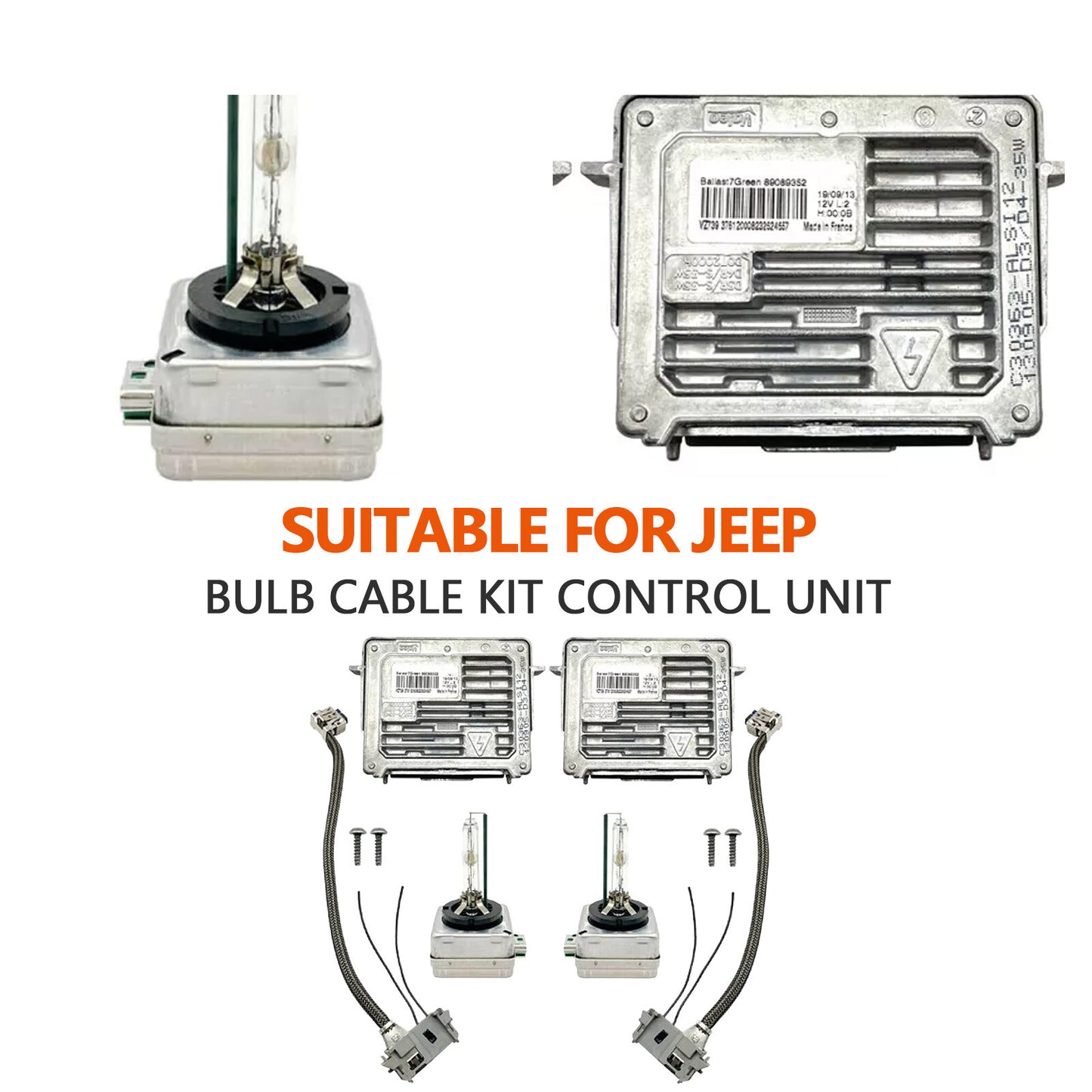 2 Original Equipment Manufacturer (OEM) 14-20 for Jeep Grand Cherokee Xenon Ballast and D3S Bulb Wiring Kit Control Unit