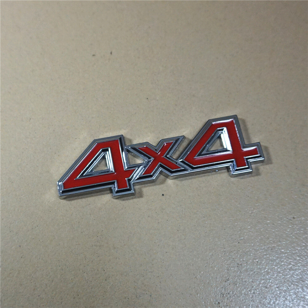 1x Silver Chrome Red 4x4 Metal Front Grille Emblem Badge Engine 3D Car Sport SUV Q