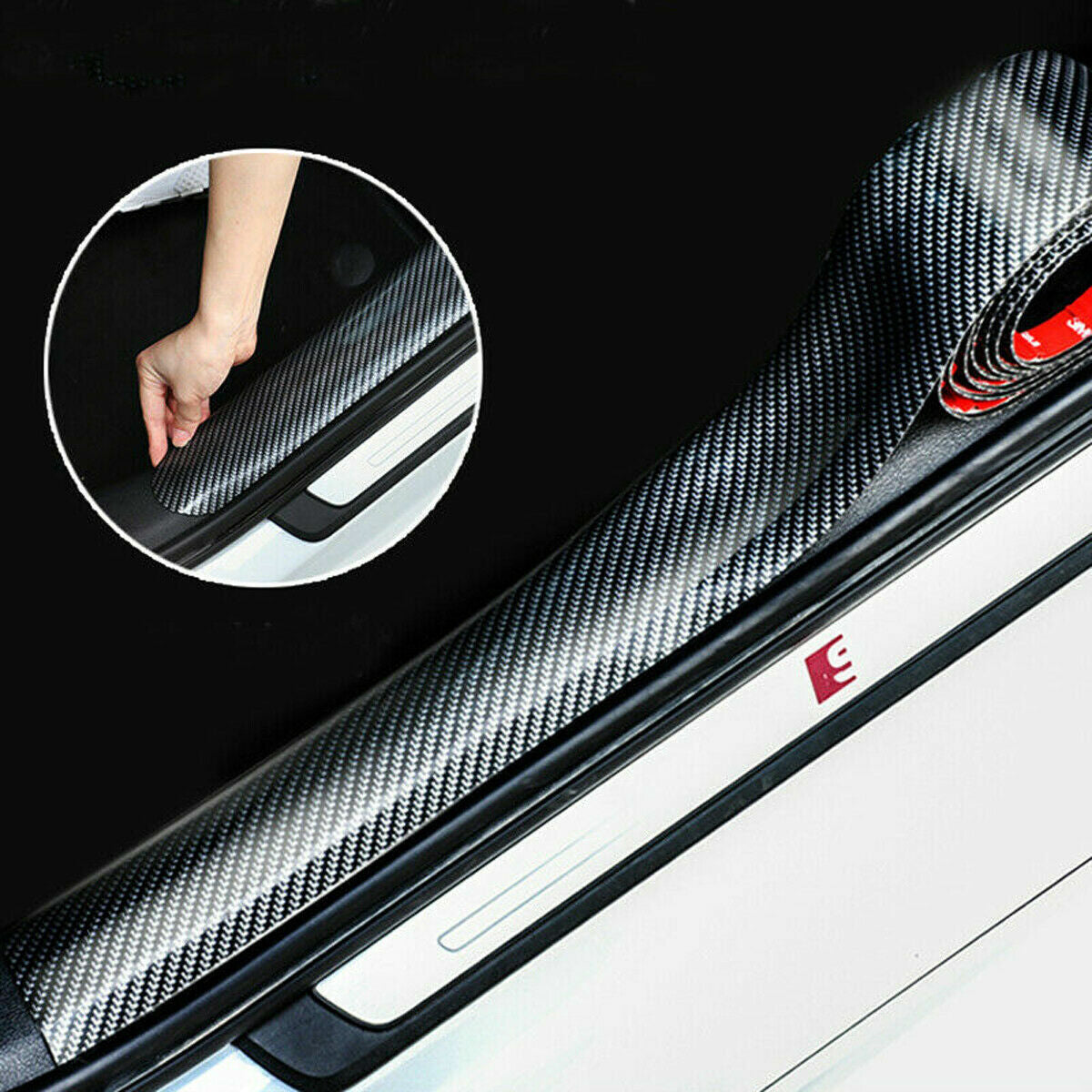 Bumper Protector Car Strip Carbon Fiber Rubber Door Edge Moulding Sticker Guard