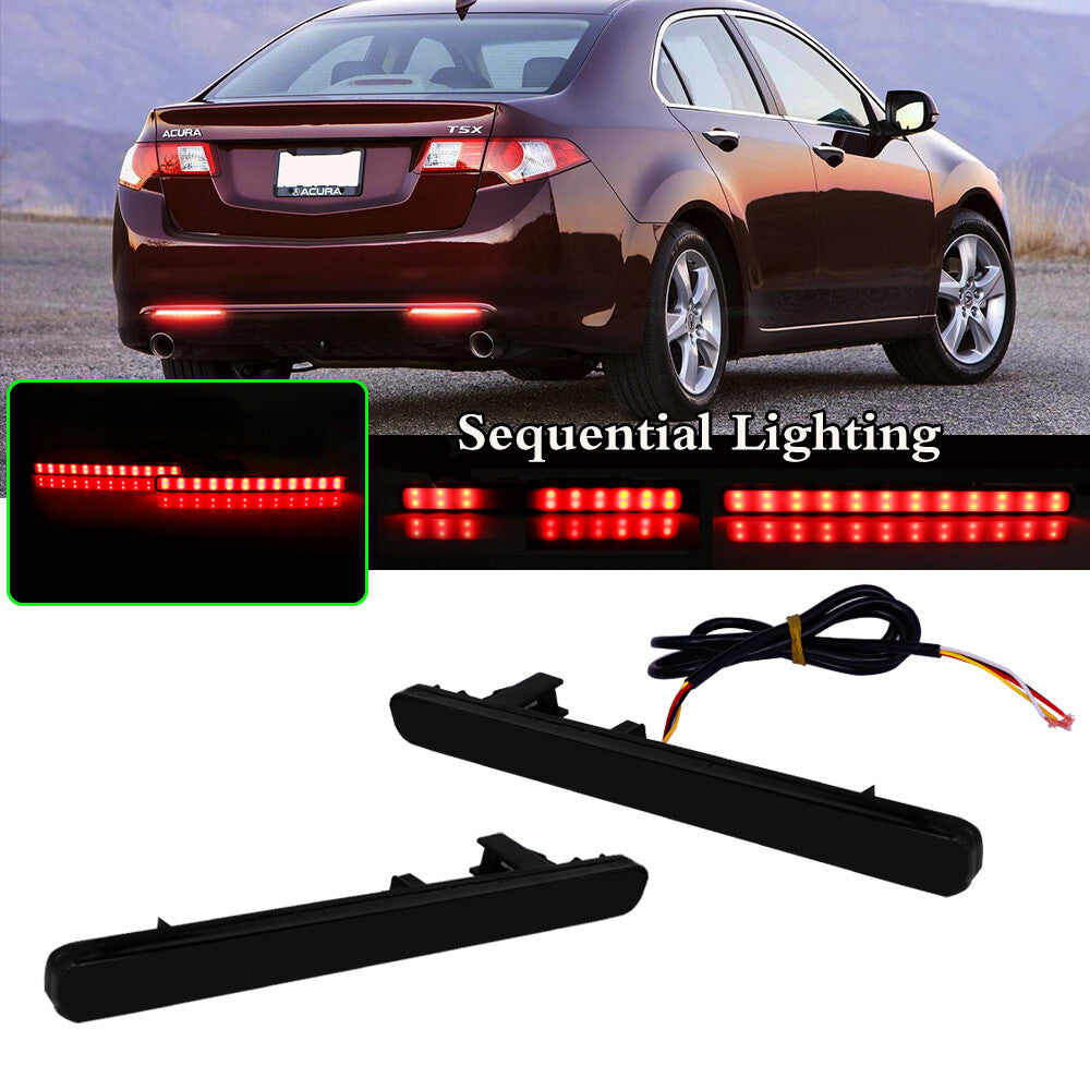 Black Lens 48-SMD LED Sequential Turn Signal Brake Light for 2009-14 for Acura TSX- v