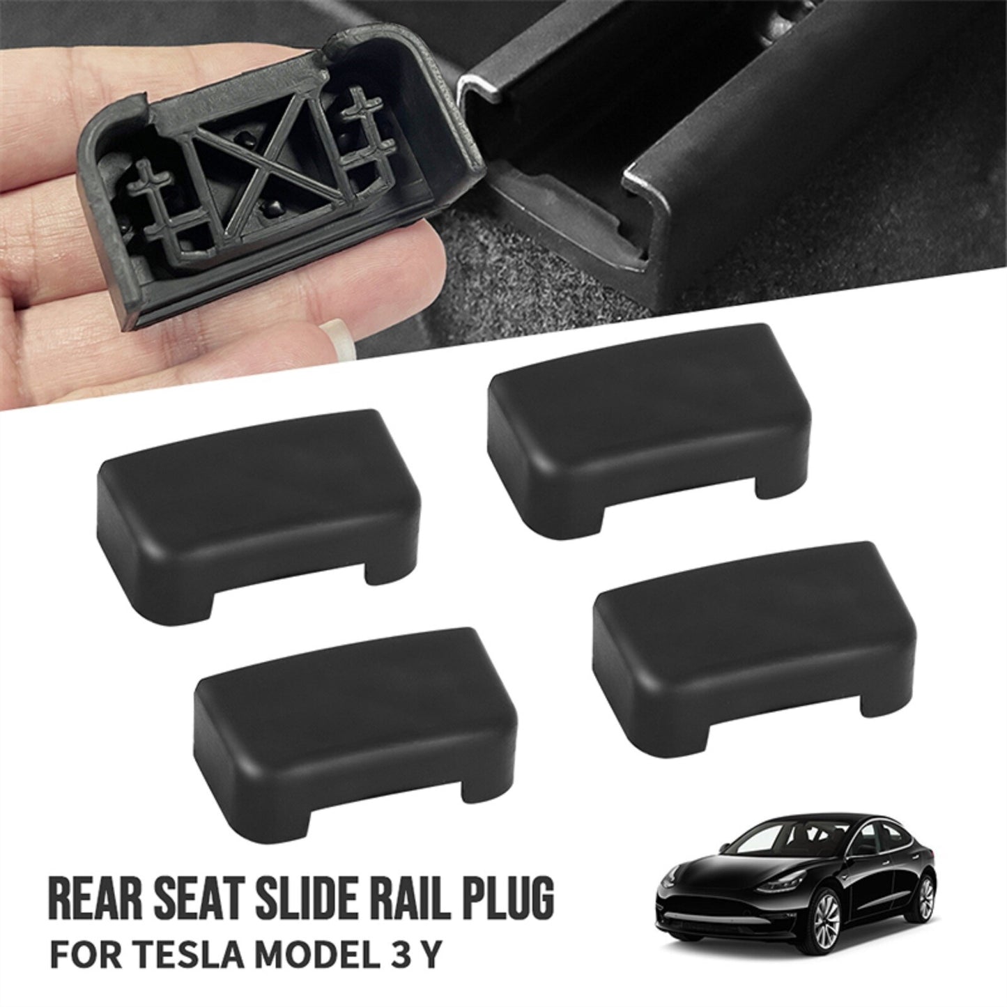 4Pcs Car Rear for Seat Slide Rail Plug Protection Cover for Tesla Model 3/Y