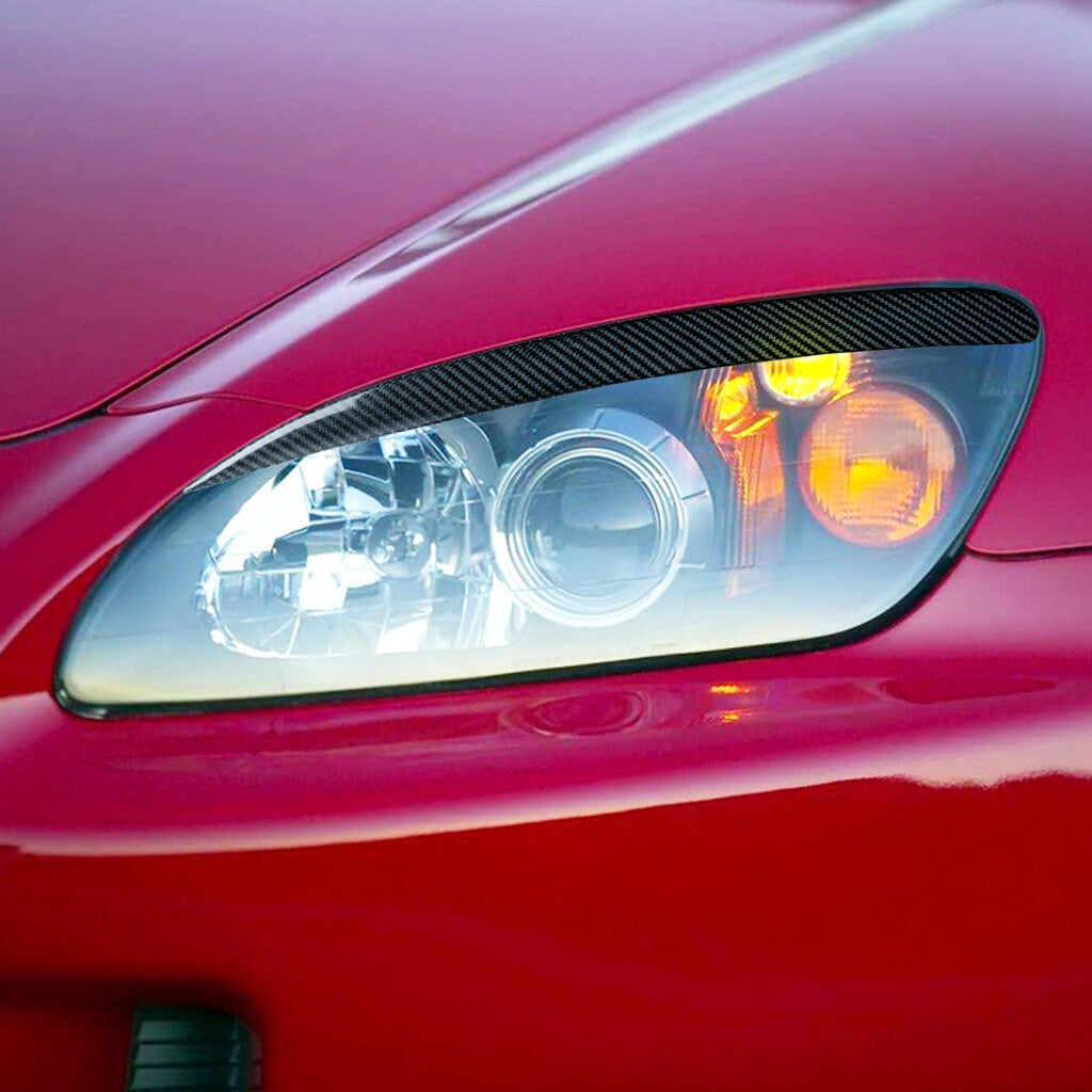 2¡ÁReal Carbon Fiber Front Headlight Eyelids Eyebrow Trim for Honda S2000 2000-09