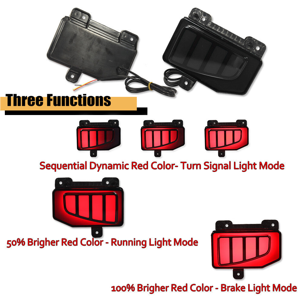 Smoked bumper reflector LED tail/brake sequence signal suitable for Jeep Gladiator JT- v