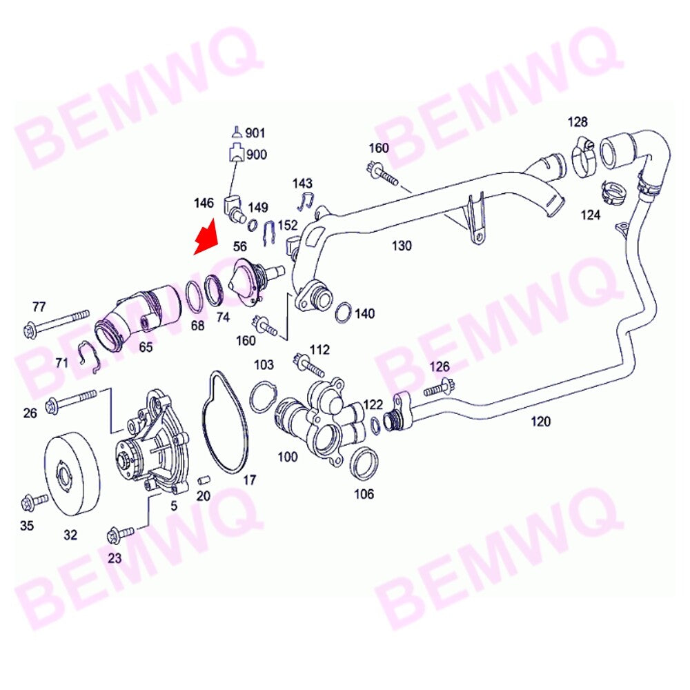 Engine coolant thermostat and O-ring seal 2712000015 suitable for Mercedes W204 C200 C230- n