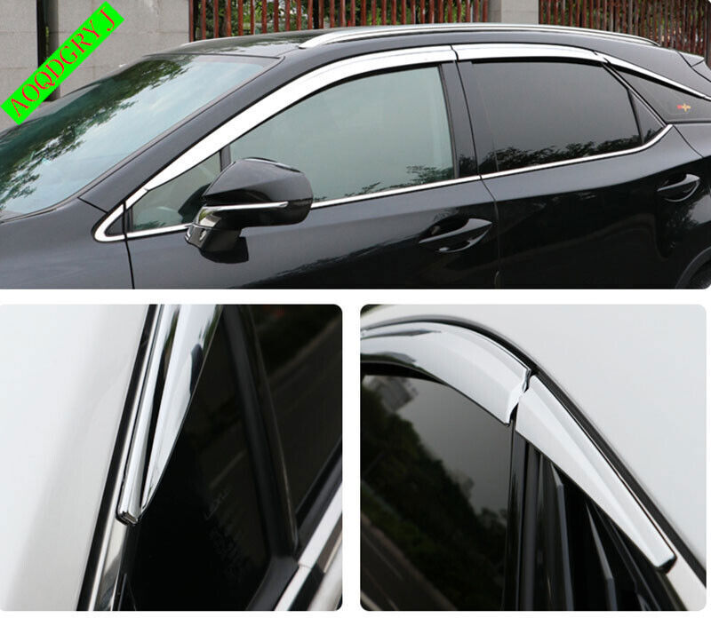 Chrome Window Visor Vent Sun Shade Rain Guard Door Visor for Lexus RX 2016-2022