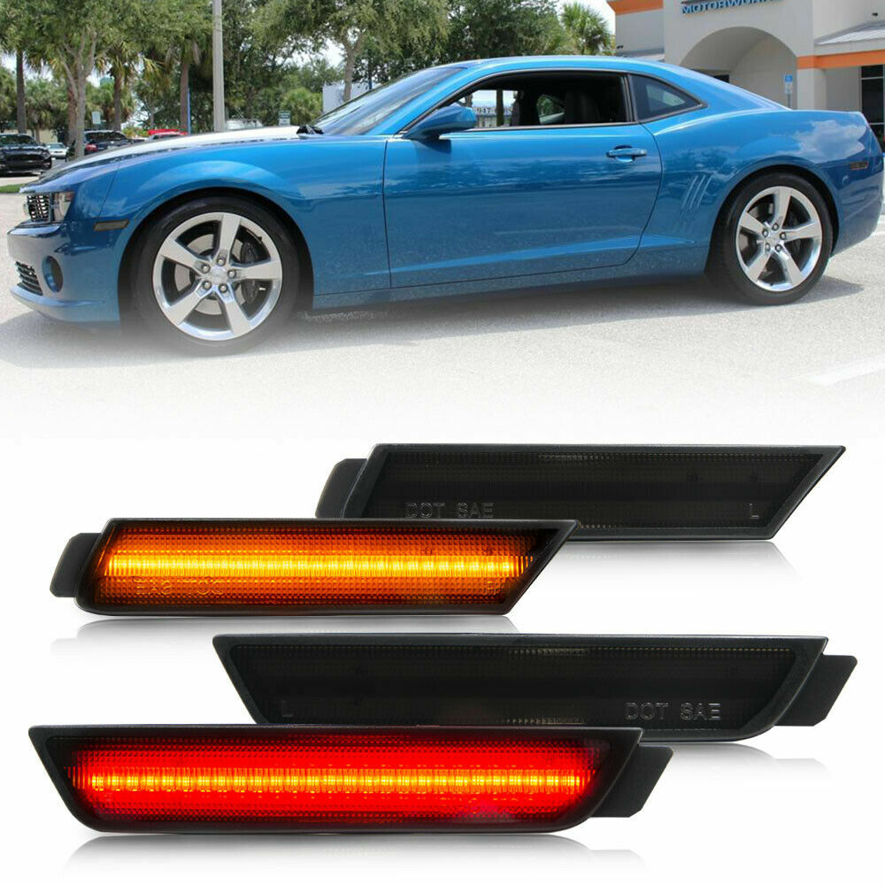 for Camaro 2010 - 2015 Front and rear LED bumper Full side marker lights Smoked v