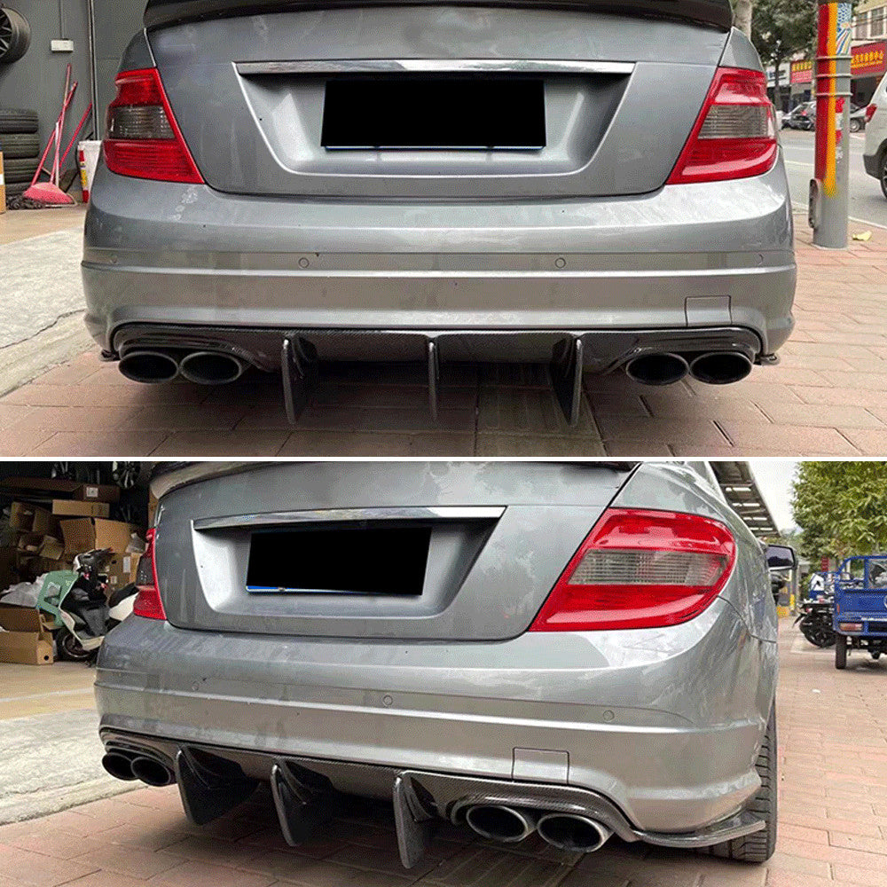 for Mercedes-Benz W204 C63 2009-11 REAL Carbon Rear Bumper Diffuser Big Fins
