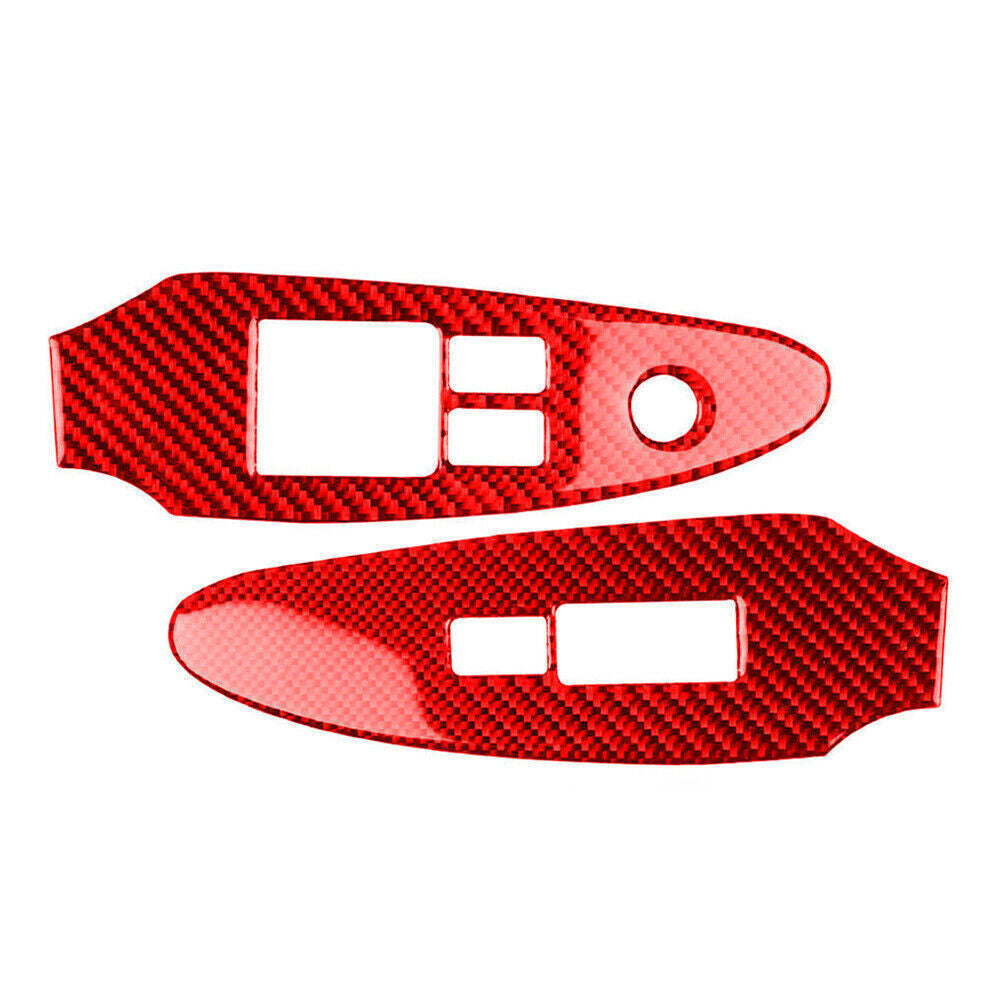 Red Carbon Fiber Window Switch Panel Frame Trim Fit for Nissan 370Z 2009-2020 LHD