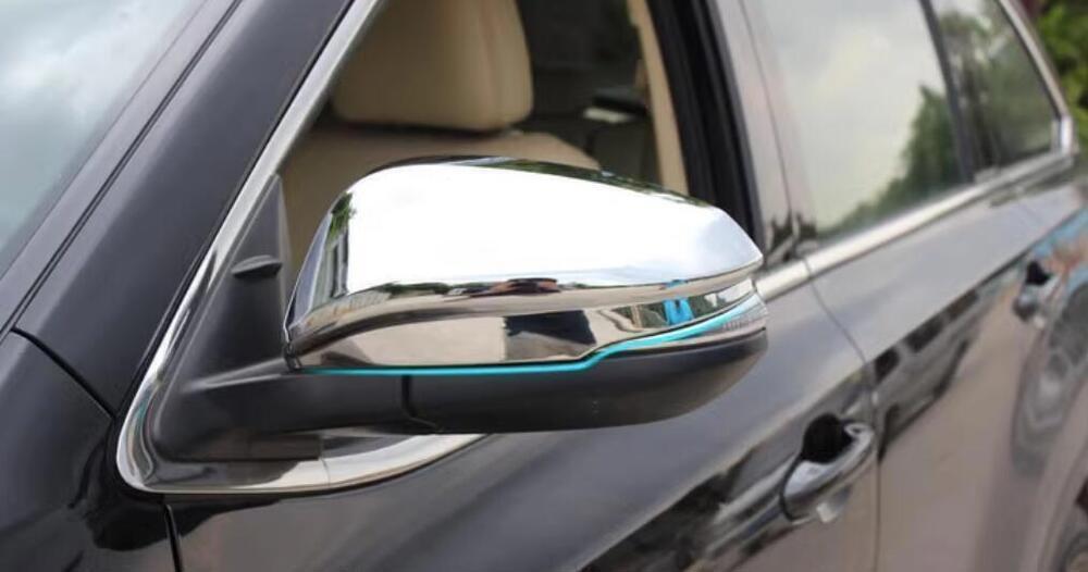 for Toyota Highlander 2014-19 Chrome Steel Exterior Rear View Mirror Strip Trim