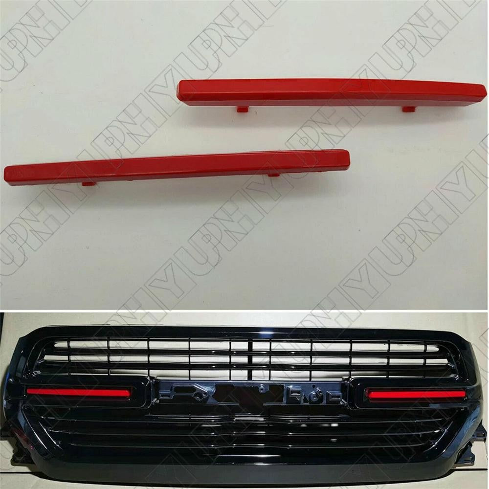 Pair Fit for Dodge for Ram 1500 19-21 Red Front Grille Insert Cover Trim Accessories