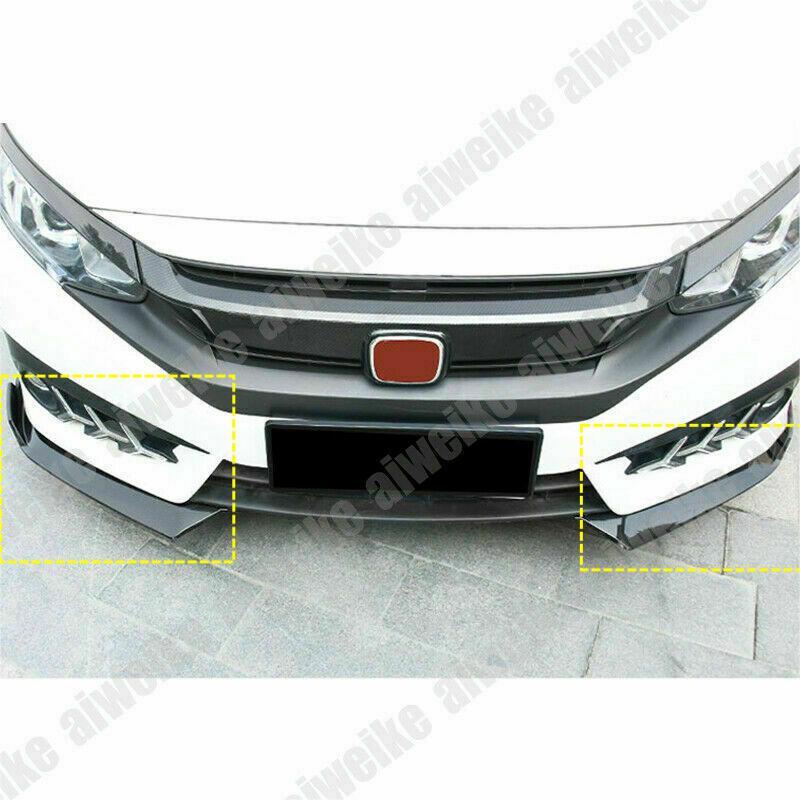 2x for Honda for Civic 16-21 Carbon Front Front Bumper Lip Diffuser Splitter Spoiler