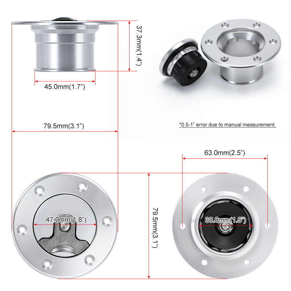 Billet Aluminum Aircraft Style Hotrod Ratrod Gas Fuel Filler Cap Flush Mount PQY