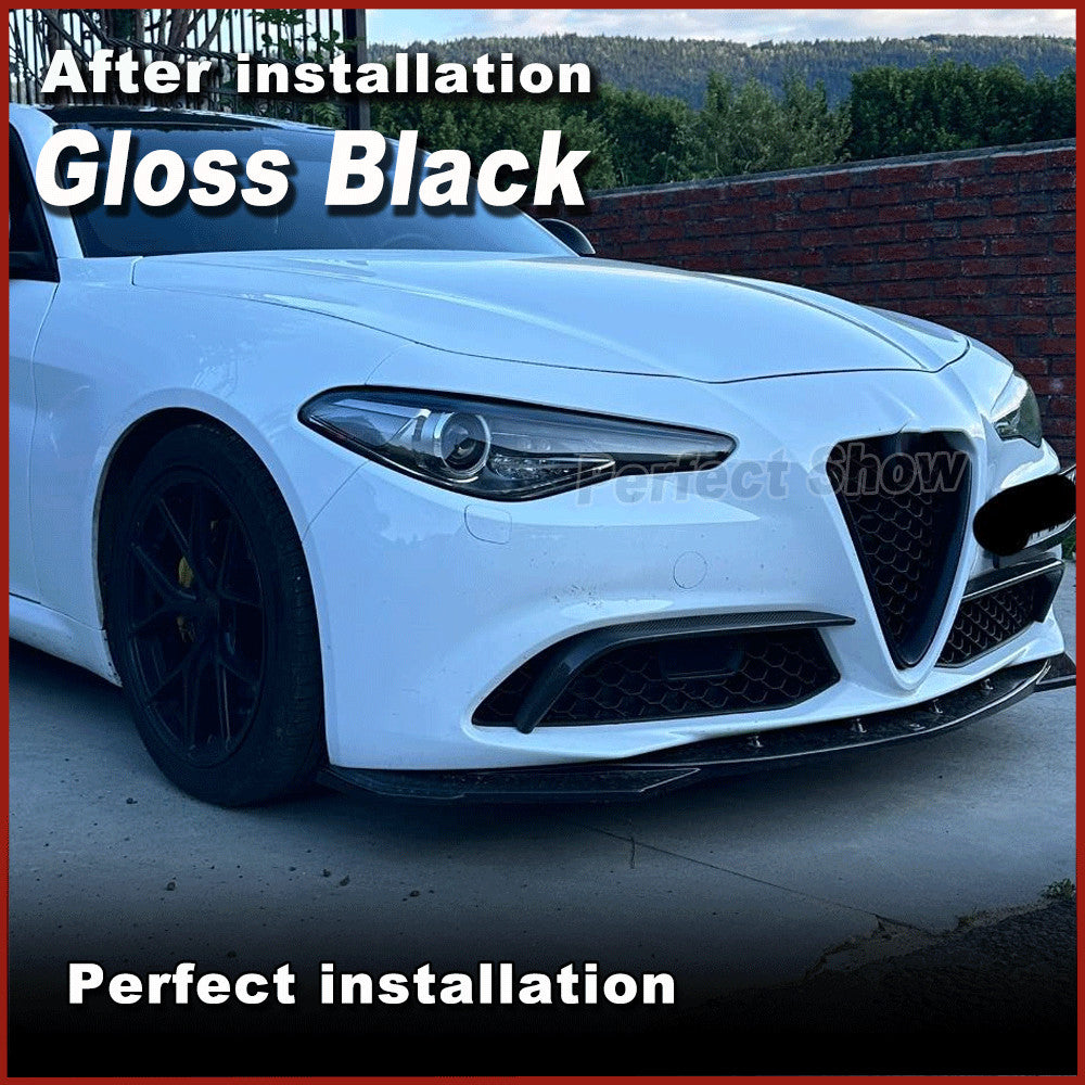 Gloss Black Front Fog Light Fins Cover Fit for Alfa Romeo Giulia Base 2015-2020