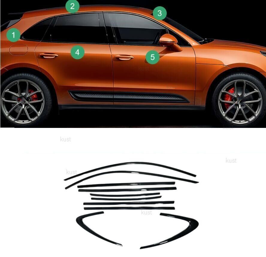 Black titanium Car Window Sill Strip Cover Trim for Porsche for Cayenne 2019-2023