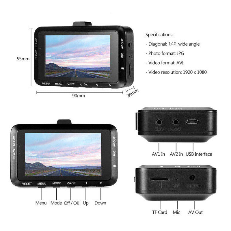 3-inch LCD Motorcycle DVR Camera, Dual Lens, 1080P, Waterproof Bicycle Recorder n