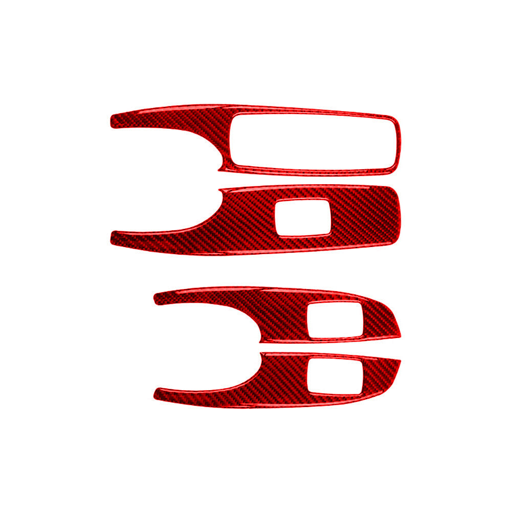 for Audi Q5 2009-2017 Display Double Flashing Button Trim Cover Carbon Fiber Red v