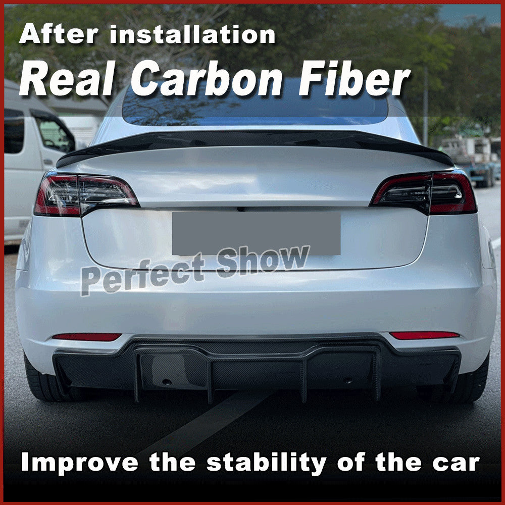 Fit for Tesla Model 3 Sedan 2016-2023 REAL Carbon Fiber Rear Bumper Diffuser Lip