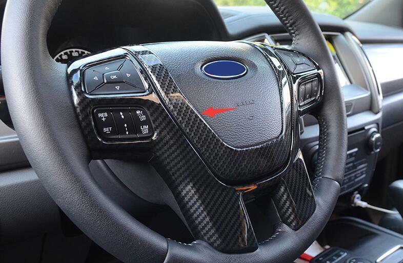 for Ford Ranger 2015-2023 Carbon Fiber Steering Wheel Horn Button Cover Trim 1pc