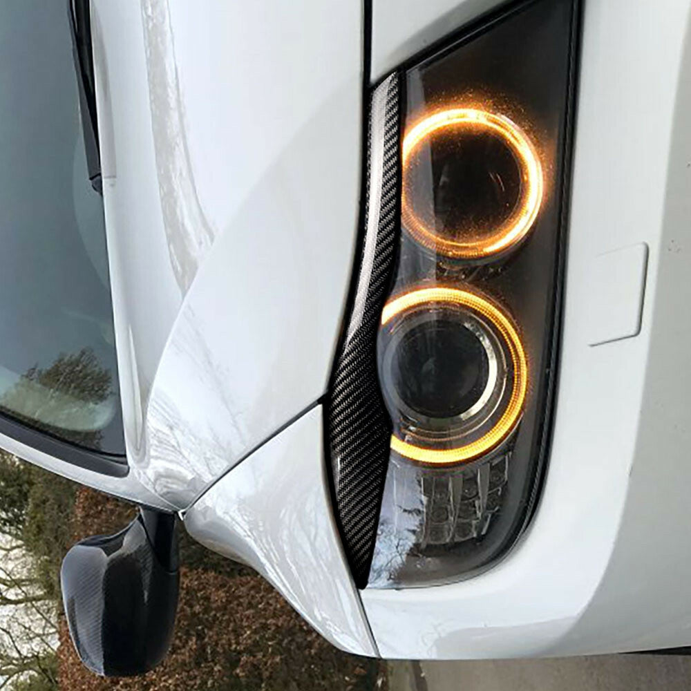 2¡ÁCarbon Fiber Headlight Eyelids Eyebrow Trim for BMW 3 Series E90 E91 2005-2011