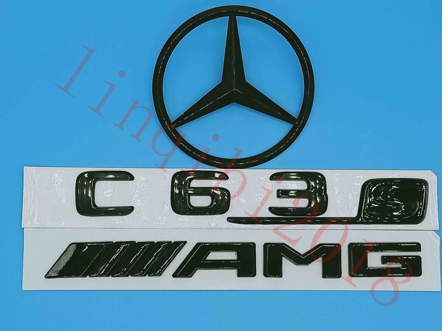 Gloss Black C63S AMG Trunk Logo Sticker Decal Emblem Badge Package for C63S
