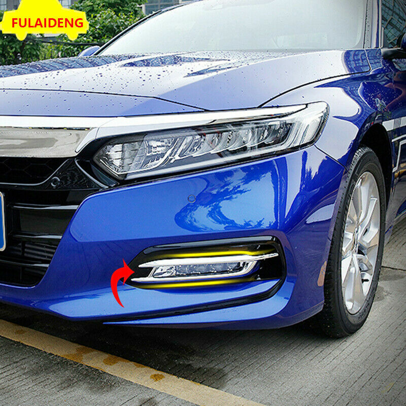 2X for Honda Accord 2018-2021 ABS Chrome Front Bumper Fog Light Lamp cover trim