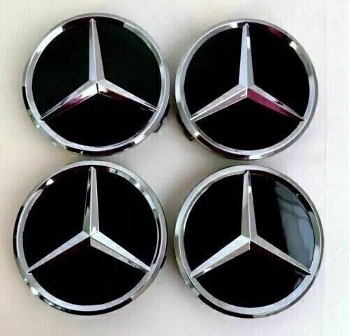 for Mercedes black alloy wheel center hubcap 75 mm x 4 ABCESM grade ML CLA GLA