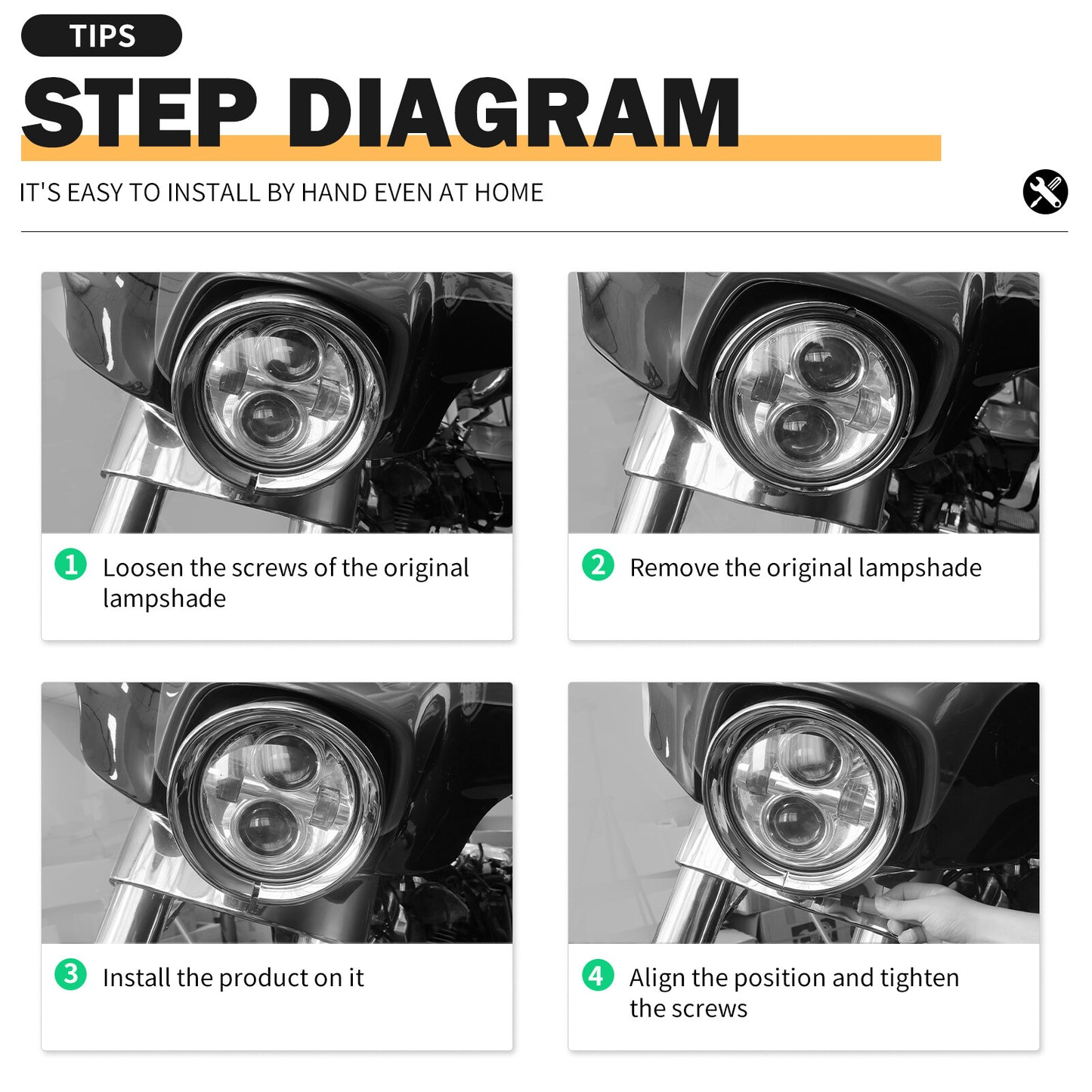 7 Headlight Lamp Trim Ring Bezel Visor Fit for Harley Touring FLHR 94-23 FLHX