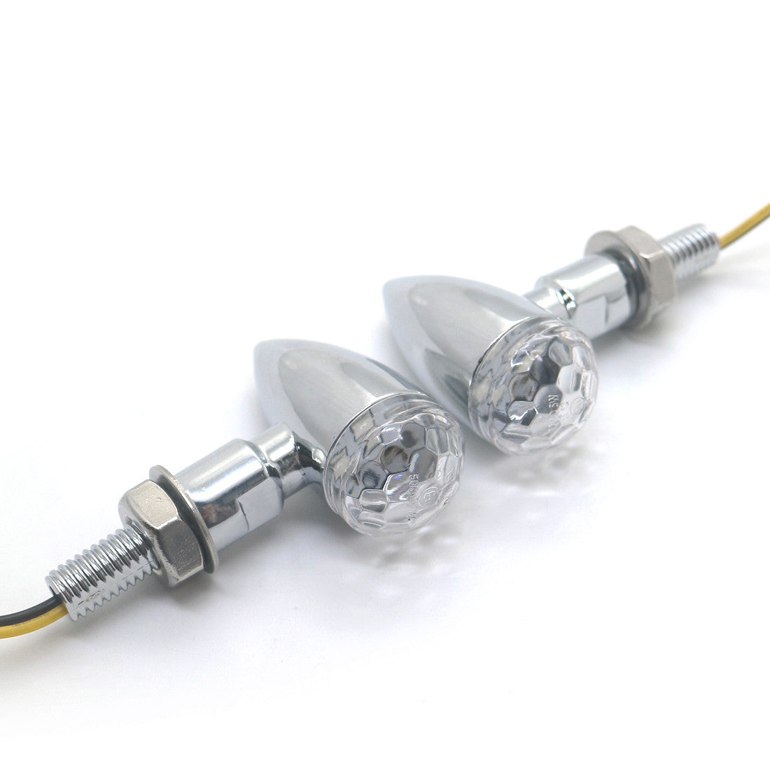 Chrome Metal LED for Mini Bullet Clear Spherical Lens Turn Signal Indicators Light Q